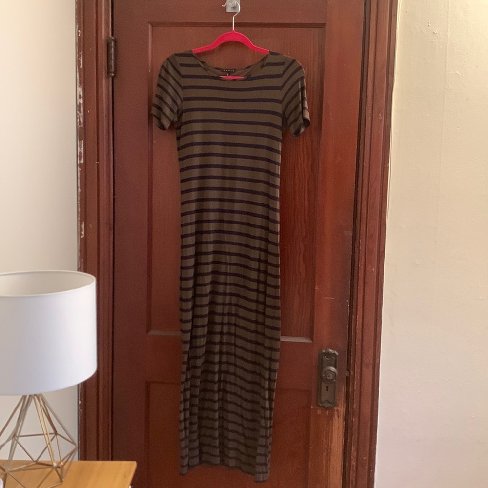 Theory striped midi dress